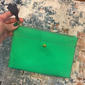 J. Crew Green Clutch with Gold Button